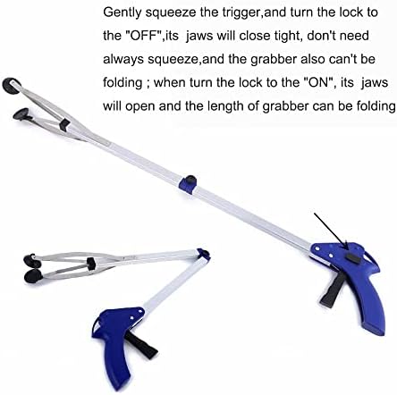 THUSIBER Reacher Grabber 32" Extra Long Folding Reaching Claw Heavy Duty Mobility Aid Arm Extender Gripper Tools for Trash Pick Up Litter Picker