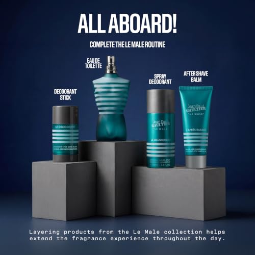 Jean Paul Gaultier Le Male Soothing Aftershave Balm - Cologne Scented Post Shave Balm for Men with Fresh Mint