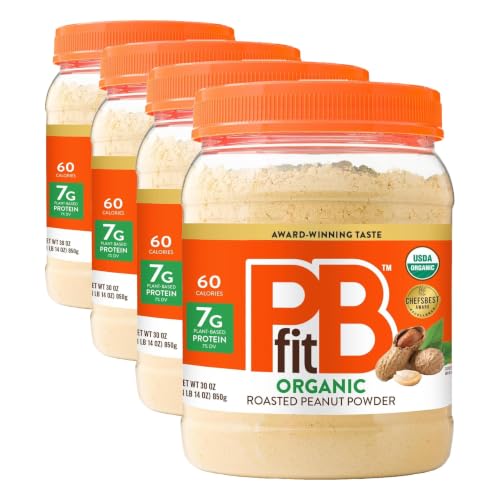 PBfit 30 Ounce Organic Peanut Butter Powder, Powdered Peanut Spread from Real Roasted Pressed Peanuts, 7g of Protein 7% DV, Gluten-Free, 60 calories, 87% less fat (Pack of 1)