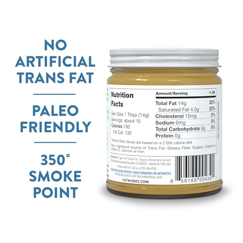 Fatworks, Premium USDA Cage Free Duck Fat, Ultimate Cooking Oil for Gourmet Frying and Baking, WHOLE30 APPROVED, KETO, PALEO, 7.5 oz.