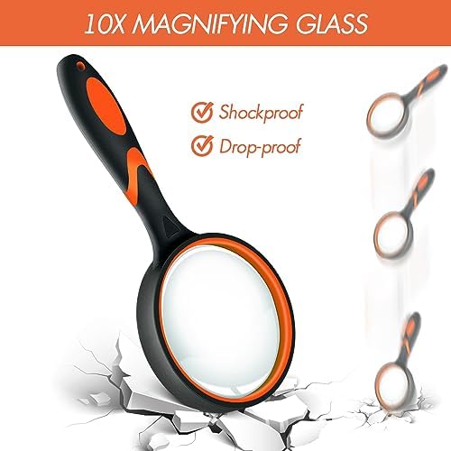 Leffis 3 Pack Magnifying Glass, 10X Reading Magnifier for Kids and Seniors