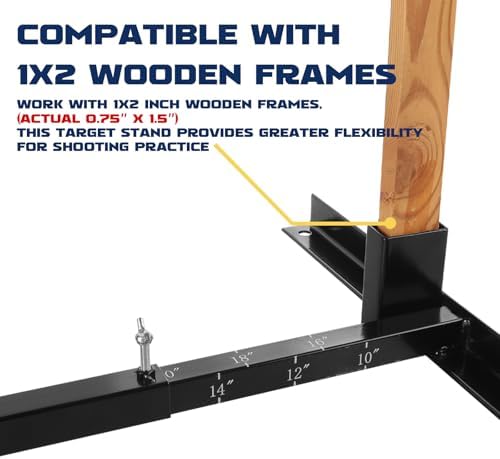Highwild Adjustable Target Stand Base for Paper Shooting Cardboard Silhouette H Shape Stand Base for Shooting Range 1x2 Wooden Target Station Setup