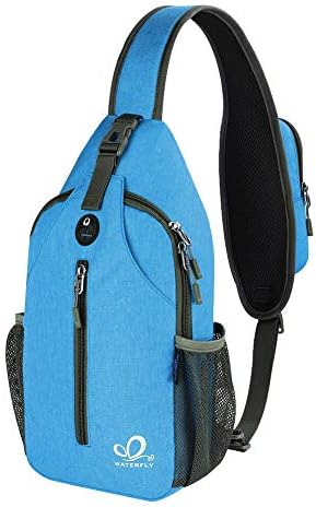 WATERFLY Crossbody Sling Backpack Sling Bag Travel Hiking Chest Bag Daypack (Black) | Small Hiking bag,Multi-compartment storage,Water-resistant,Breathable back pad,Reversible adjustable shoulder strap