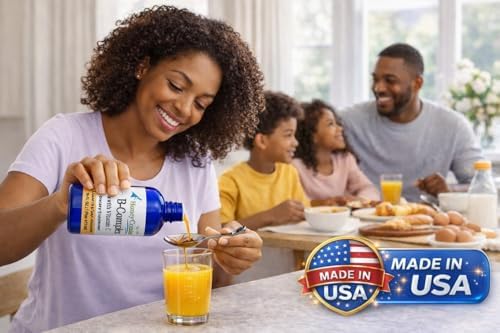 Liquid Vitamin B Complex Drops with B12 B6 B1 B2 B3 B5 B7 B9 + Vitamin C | Liquid B-Complex with Vitamin C supports daily energy metabolism and