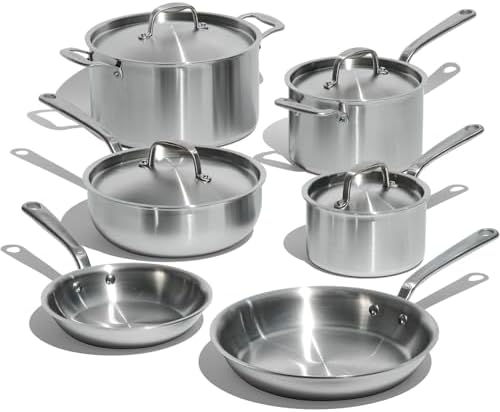 Made In Cookware - 10 Piece Stainless Steel Pot and Pan Set - 5 Ply Clad - Includes Stainless Steel Frying Pans, Saucepans