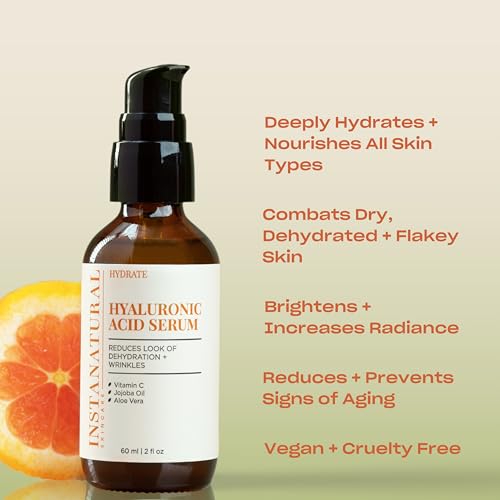 InstaNatural Vitamin C Face Serum, Brightens, Hydrates and Reduces Signs of Aging, with Vitamin C, Hyaluronic and Ferulic Acid, 1 FL Oz | All Skin Types, Brightens, Hydrates, and Reduces Signs of Aging, with Vitamin C, Hyaluronic Acid, and Ferulic Acid