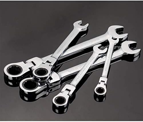 Qnkaa Flexible Ratchet Wrench Set 12pcs 8-19mm Spanner Gear Ring Ratcheting Combination Flexi Wrench Kit Metric Flex Head