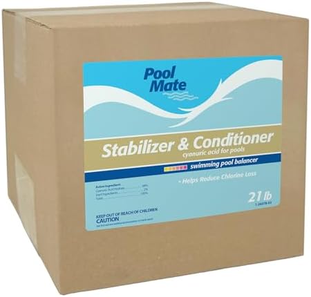 Pool Mate 4-Pounds Premium Pool Stabilizer and Conditioner | Chlorine Stabilizer, Concentrated Cyanuric Acid for Pools, Helps Chlorine Last Longer, 6oz raises CYA 10ppm per 5,000 gallons