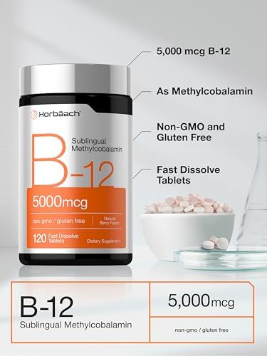 Horbäach B12 Vitamin 5000 mcg | 120 Fast Dissolve Tablets