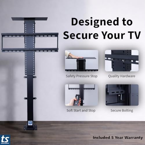 Touchstone Valueline 30003 Smart Motorized TV Lift for 26–50” TVs – Pop-Up Cabinet Mount, Alexa & Google Enabled, 5-Year Warranty, 28” Travel, 170 lb Capacity, RF & Wired Remotes