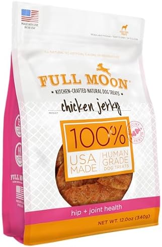 Full Moon® Chicken Jerky Hip And Joint Dog Treats 12 oz | Made withchondroitin, glucosamine and turmeric, Human Grade, No corn, No wheat, No soy, Glycerin Free, Made in the USA
