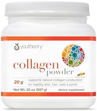 Youtheory Collagen Powder, 20g, Unflavored, 10 oz, 12-Day Supply