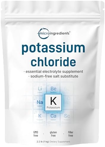 Micro Ingredients Potassium Chloride, 2.2 lb Powder | Salt Substitute | Essential Electrolyte Supplement | Filler Free