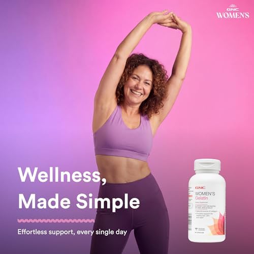 GNC Women's Gelatin Supplement, Supports Healthy Hair, Skin and Nails Natural Collagen Source, 60 Capsules