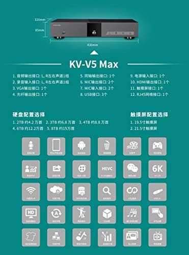 Inandonkod Karaoke Machine KV-V5 Max New Chinese Karaoke Player, with Reverb Wireless Microphone