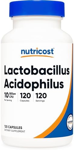Nutricost Lactobacillus Acidophilus 10 Billion CFU, 120 Vegetarian Capsules
