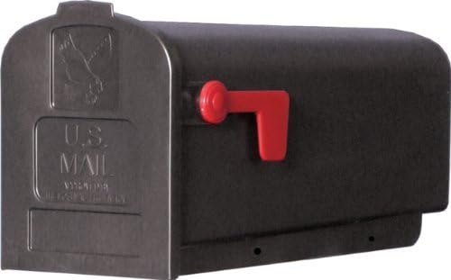 Gibraltar Deluxe Polybox Plastic Post Mounted Black Mailbox 9-9/16 in. H x 7-7/8 in. W x 19-3/8 in. L