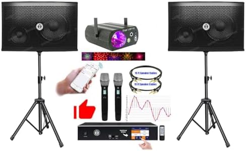 Professional 2500W YouTube Karaoke System | 4-in-1 Touchscreen Karaoke Amplifier with Android, Bluetooth, Anti-Feedback Mixer, 2 Wireless Microphones