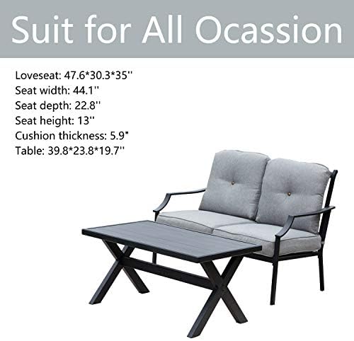 ® Outdoor Loveseat Bench,2PCs Conversation Furniture Set with Cushions,for Garden,Yard,Poolside and Patio (White)