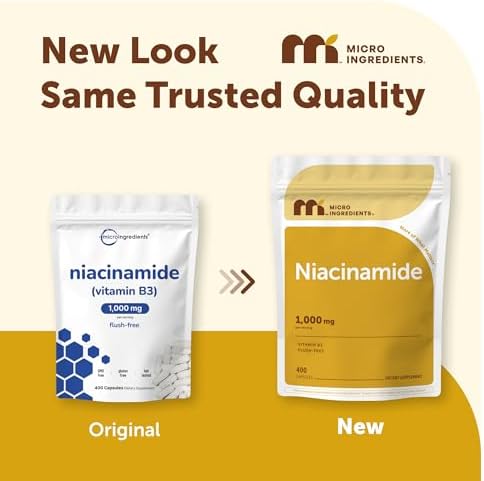 Vitamin B3 Niacinamide 500mg Per Capsule, 400 Capsules | 1,000mg Flush Free Niacin Per Serving, Essential B Vitamin Supplement | Non-GMO, Gluten Free