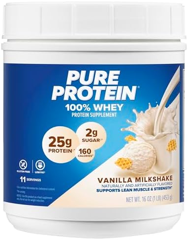 Pure Protein Powder, Vanilla Cream, Low Sugar, Gluten Free, 1 lb, Whey | High Protein