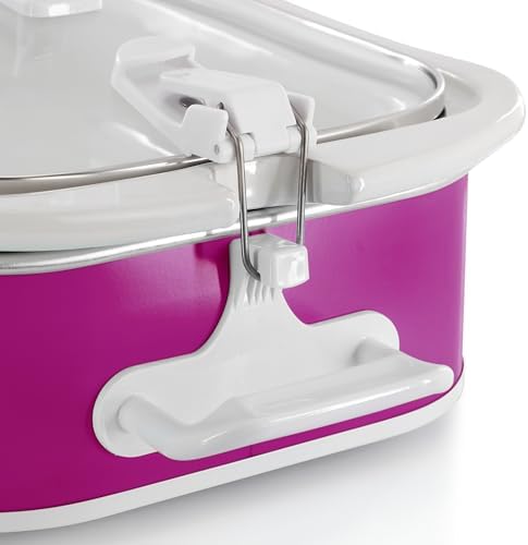 MegaChef 3.5 Quart Rectangle Casserole Slow Cooker with 3 Temperature Settings, Carry Handles and Locking Tempered Glass Lid (Cream)