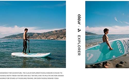 aleur Explorer Inflatable Stand Up Paddle Board Package W Premium SUP Accessories & Backpack, Non-Slip Deck, Leash, Paddle and Hand Pump | Elegant