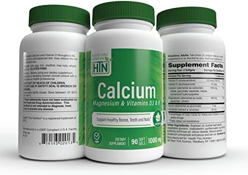 Health Thru Nutrition Liquid Calcium 1000mg, Magnesium 400mg, Vitamin D3 1,000iu and Boron | Bone Restore & Strength with 6 Calcium Complex | 3rd Party Tested | Non-GMO Gluten Free (Pack of 100) | Calcium 1000mg, Magnesium 400mg, Vitamin D3 1,000iu and B…
