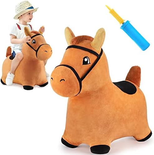 Bouncy Pals Toddler Horse Hopper Toy, Kids Outdoor Ride Bounce Farm Animal | Inflatable Bouncing Hopping Toy, Indoor Baby Plush Bouncer Horse, Birthday Gift for 18 Month 2 3 4 Year Old Child Boys Girls