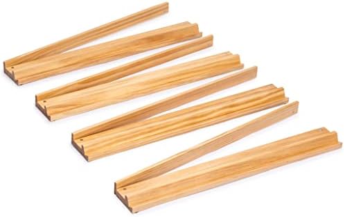 Yellow Mountain Imports Classic Chestnut Color Wooden Mahjong Game Racks with Pushers, 18 Inches - Set of 4 (Includes Magnetically Attached Mahjong Pushers)