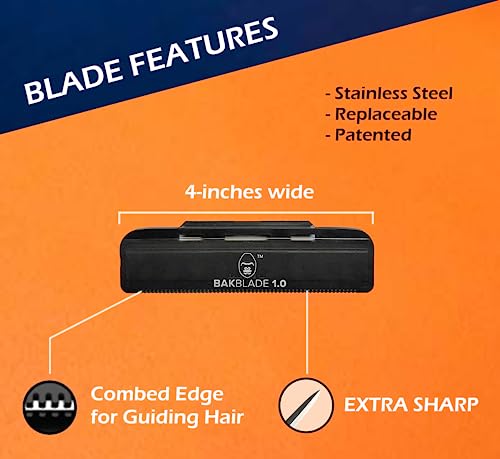 Bakblade 1.0 Back Shavers Men, Hair Removal Body Shaver (DIY) - Extra-Long Handle Trimmer, Wet Dry Shave