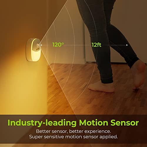 AUVON Magnetic Rechargeable Night Light, Motion & Dusk-Dawn Sensor, 4 Packs