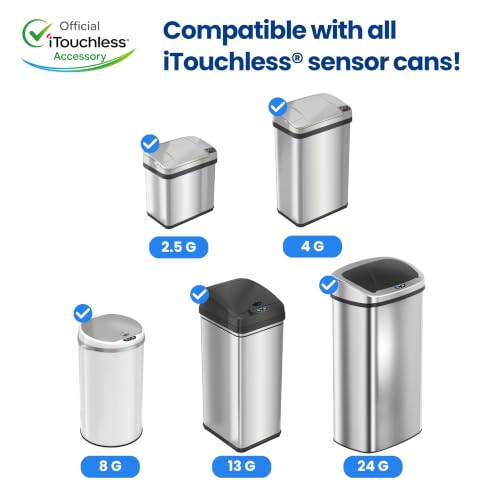 iTouchless 13 Gallon Touchless Sensor Garbage Can, Stainless Steel, Round Sensor Automatic Trash Can for Kitchen and Office