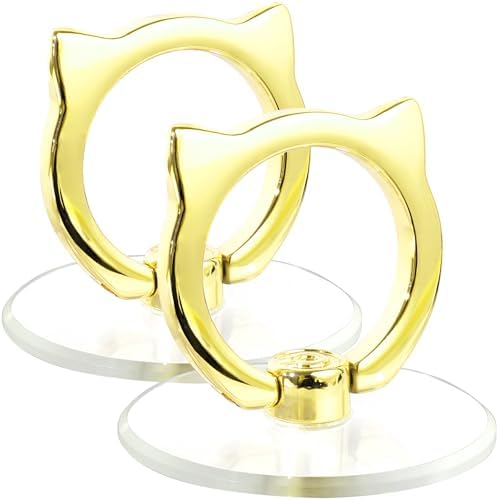Cat Phone Ring Holder - EI Sonador Clear Cell Phone Ring Holder Transparent Stand Finger Grip (2 Black Cat)