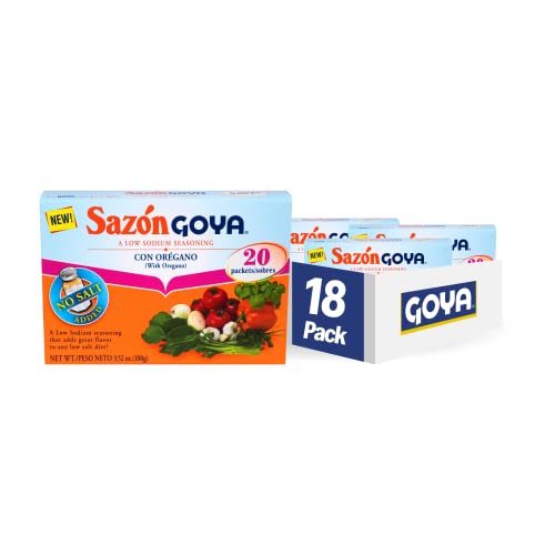 Goya Foods Sazón Seasoning Natural & Complete, No Salt, 3.52 Ounce (Pack of 18)