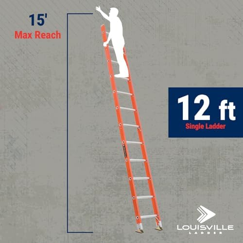 Louisville Ladder 12-Foot Fiberglass Step Ladder, 375-Pound Load Capacity, Type IAA, FS1312HD
