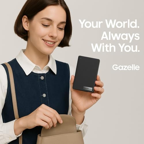 GAZELLE High-Speed 1TB Ultra Slim Portable External Hard Drive - 2-in-1 Type C & USB 3.0, Compatible with PC, Mac, Laptop, PS4, Xbox, iPad, Tablet