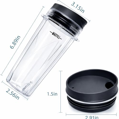 16oz Blender Cup Set Compatible with Ninja Replacement Parts