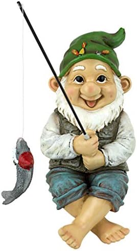 Design Toscano Frederic the Little Fisherman of Avignon Boy Fishing Garden Statue, 15 Inch Tall, Cast Stone Resin, Two Tone Stone Finish