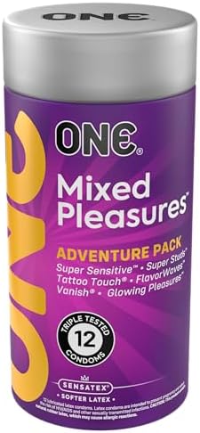 ONE 1 Mixed Pleasures Assorted Condoms, Pack of 12