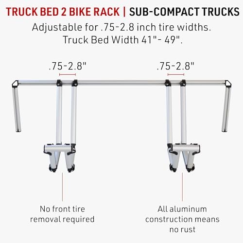 2 Bike Rack for Truck Bed - Ideal Fit for Sub-Compact Truck Models - 2 Standard Tire Bike Rack - Effortless Wheel Mount, Skip Front Tire Removal