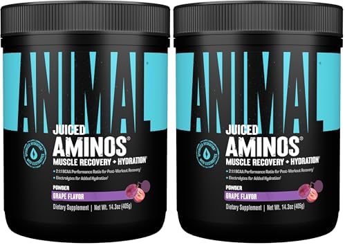 Animal Juiced Amino Acids - BCAA Powder EAA Matrix Plus Hydration with Electrolytes and Sea Salt Anytime Recovery and Improved Performance, Grape Flavor, 30 Servings