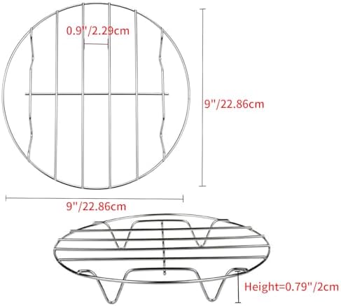 8 Inch Cooking Rack Round 304 Stainless Steel Cooling Racks Baking and Cooling Steaming Rack w Stand Cookware for Air Fryer Pressure Cooker Canning 2Pcs