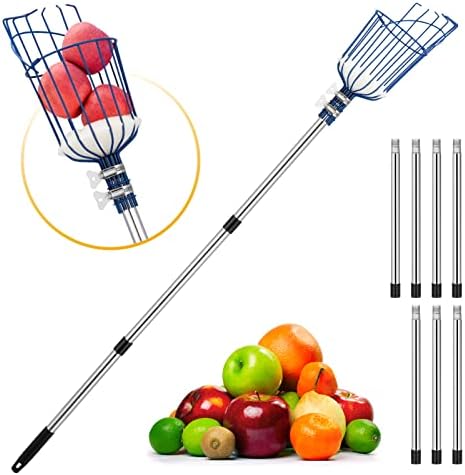 Oak Leaf Fruit Picker Pole with Basket, 13 FT Length Adjustable