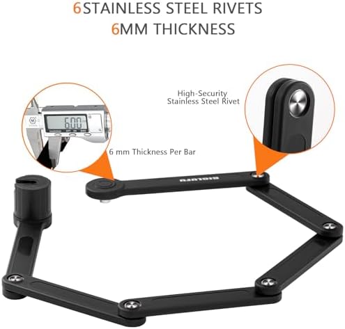 Bike Lock Bicycle Scooter Motorcycle Folding Locks with 4Keys, Fold Chain Heavy Duty Alloy Steel Foldable Lock with Mounting Bracket 2pc Straps