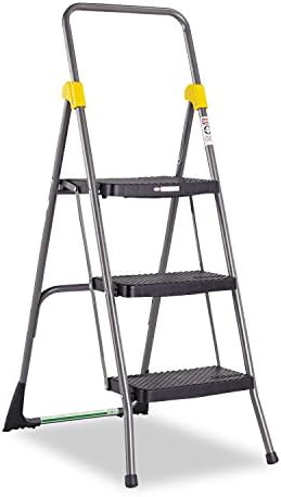 Cosco 11839GGO Commercial 3-Step Folding Stool, 300lb Cap, 20 1/2w x 32 5/8d x 52 1/8h, Gray