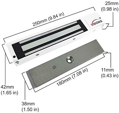 Visionis FPC-5192 600lbs Indoor Electromagnetic Lock with 600 lbs L and Z Bracket for Inswinging Door Access Control Maglock