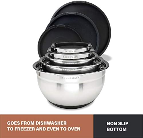 Bellemain Stainless Steel Mixing Bowls with Airtight Lids Set - Set of 5