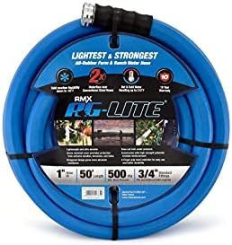 AG-LITE BSALONE50 1" x 50' Hot/Cold Water Rubber Garden Hose, 100% Rubber, Ultra-Light, Super Strong, 500 PSI, 50F to 190F Degrees