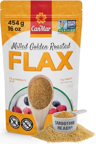 Golden Roasted Milled Flax Seeds 16 oz (1 lb) - Non-GMO - Fiber